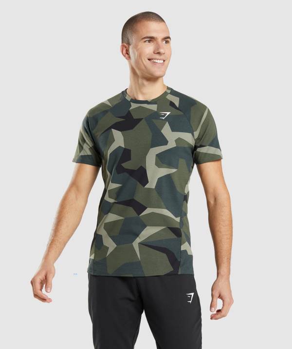 Panske Tricka Gymshark Critical Zelene | CH7604925